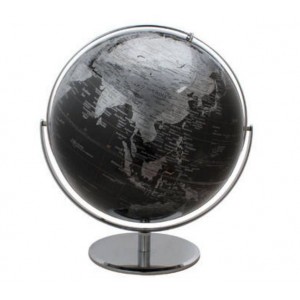 17" Large 2 Tone Revolving World Globe Table Top Black & Silver Modern Style   704551414704  271846500997